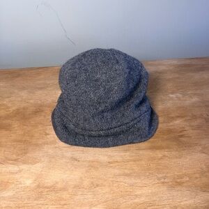Vintage L.L. Bean Pure Wool Knit Newsboy Hunting Cap Charcoal Gray Ear Flaps Hat